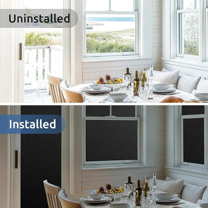 rabbitgoo Blackout Window Film, Sun Heat Blocking Privacy Cover for Glass, Removable Opaque Room Darkening Dark Black Out Window Covers Tint Shades for Home Day Sleep Light Blocker 17.5 x 118.1 Inches
