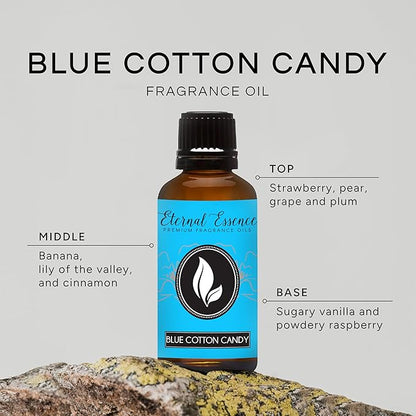 Eternal Essence Oils Blue Cotton Candy 30ml Premium Fragrance Oil - for Candle, Soap Making, Aromatherapy, Diffusers, Home Care, & Humidifiers
