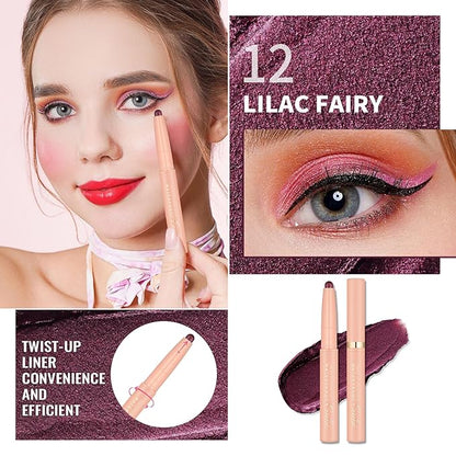 Oulac Twist-Up Burgundy Eyeshadow Stick – Twist-Up Crayon, Creamy Blendable Texture, Vegan & Cruelty-Free Eye Makeup, 1.25g, 12 Lilac Fairy