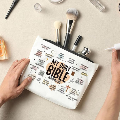 Scripture Bible Verse Makeup Bag Cosmetic Bag, Faith Christian Gifts for Women, Mental Health Gifts, Inspirational Gifts for Women, Positive Affirmations, Gifts for Sister Friend Mothers Day Birthday