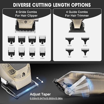 Karrte Professional Hair Clippers and Trimmer Set, 2 in 1 Hair Clippers for Men, Pro Clipper, T-Shaper Trimmer, Cordless Clippers and Grooming Set, Hair Cutting Kit for Gift