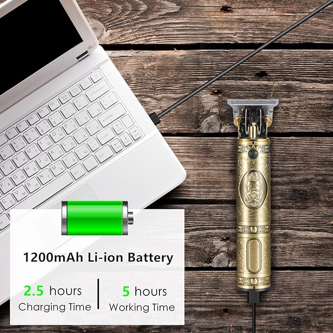 RESUXI Cordless Hair Trimmer for Men, Professional Electric Hair Clippers Barber Trimmer, Mens T-Blade Beard Trimmer Zero Gapped Edgers Gold Knight Close Cutting Haircut Kit