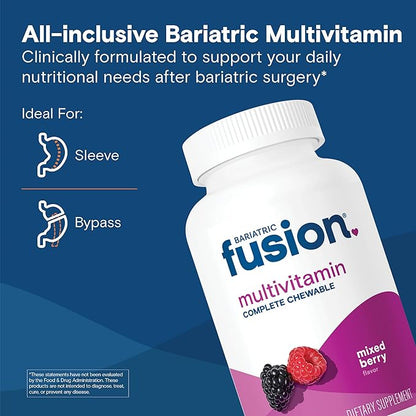 Bariatric Fusion Mixed Berry Complete Chewable Bariatric Multivitamin For Bariatric Surgery Patients Including Gastric Bypass and Sleeve Gastrectomy, 120 Tablets