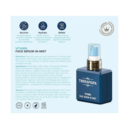 THERAPISPA Face Serum-In-Mist – Glow-Boosting Face Mist & Spray Serum with Niacinamide, Panthenol & Hyaluronic Acid for Smoothing & Hydrating Skin (Vitamin, 2.0 fl oz)