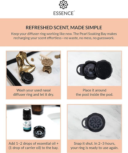 Essence Pearl Travel Case - Wearable Aromatherapy Kit with Nasal Diffuser Rings, Soaking Bay, and 5mL Essential Oil – Portable Wellness Gift Set for On?The?Go Self Care