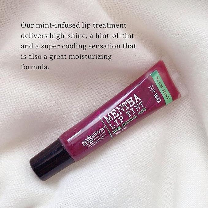 C.O. Bigelow Plum Mentha Lip Tint Trio, Pack of 3 Purple Tinted Lip Gloss with Peppermint Oil, High Gloss Shine Finish, 0.5 oz