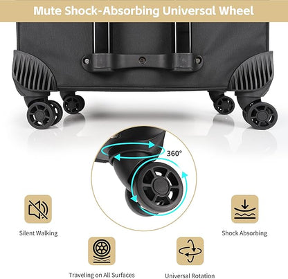 TANTO Rolling Makeup Bag, Makeup Case on Wheels Professional Makeup Artist Bags 2 in 1 Cosmetics Organizer Extra Large Cosmetology Case with 360° Swivel Wheels and Adjustable Dividers