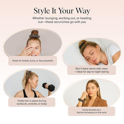 Kitsch Ultra-Petite Satin Scrunchies for Women - Softer Than Silk Scrunchies | Hair Ties No Damage for Frizz-Free Sleep | Perfect for Day or Night | Ideal Gifts for Women - Eucalyptus, 6 pcs