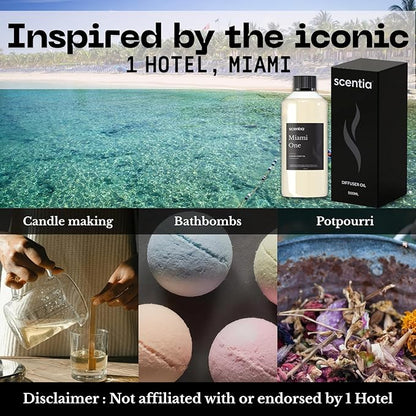 Scentia Miami One Aroma Oil 500 ml 16.9 fl oz – Aromatherapy Fragrance oil Inspired by 1 Hotel® Miami Beach – Lemon & Sandalwood Luxury Blend for HVAC and Waterless Diffusers –Holiday & Christmas Gift