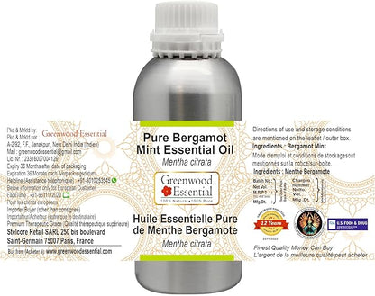 Greenwood Essential Pure Bergamot Mint Essential Oil (Mentha citrata) Steam Distilled 300ml (10.1 oz)
