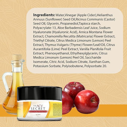 UpWellness The ACV Secret Skin Moisturizer - Hydrating Cream with Apple Cider Vinegar, Hyaluronic Acid, Castor Oil, and More - Protect and Restore Skin - Physician Formulated - 30 ml