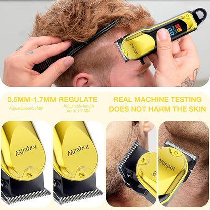 Hair Clippers Set for Men,Hair Clipper Trimmer with LED Display, Professional Cordless Hair Clipper Shaver Beard Trimmer, Hair Cutting Machine for Men, Holiday Gift for Father's Day Gift(with Apron)