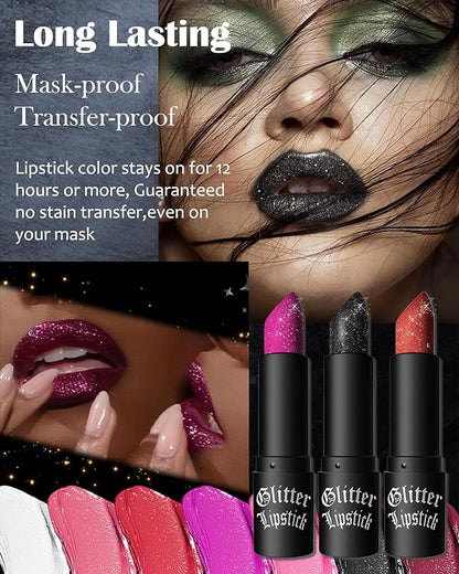 Diamond Glitter Matte Lipstick,Pink Shiny Lip Gloss Lip Tint Stain,Sparkling High Pigment Longlasting Waterproof Non-Stick Cup Lipgloss Lipstick,Shimmer Tinted Lip Blam Lipstain for Women Makeup-05