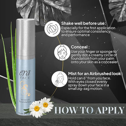 ERA Face spray makeup (Y5 Wheat, 2.25 oz) - airbrush foundation, everyday, buildable, professional spray on cosmetics by Era Beauty