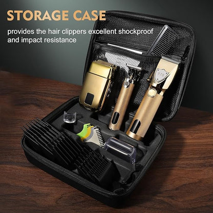 Hair Clippers for Men Professional, Cordless Beard Trimmer & Electric Shavers for Men, Mens Hair Clippers and Trimmer Kit for Barber with Case, Gold
