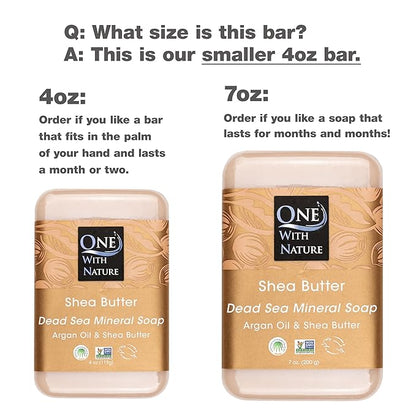 One With Nature Dead Sea Salt Shea Butter Soap 4oz 3-Pack – Purifying and Exfoliating Soap Bar with Dead Sea Minerals for Face & Body, for Men & Women