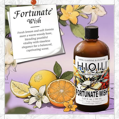 HIQILI Fortunate Wish Fragrance Oil for Diffusers & Candle Making, Inspired by A.na Su Luck-Wish, Skin Safe Scented Oil for Soap, Laundry, Vegan, Long Lasting - 5.07 Fl Oz
