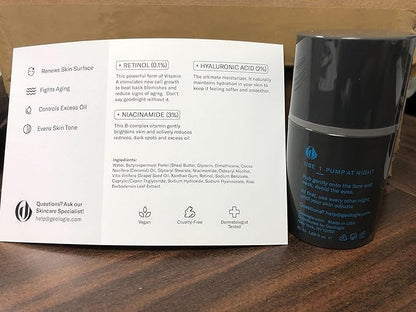 Geologie Retinol Anti-Aging Face Cream for Sensitive Skin | Beginner-Friendly .1% Retinol Formula | Effective Results | Reduces Wrinkles | For Men & Women