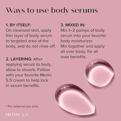 MEDIX Fragrance Free Firming Retinol Body Lotion + 3% Hyaluronic Acid Serum Booster 2pc Skin Care Set | Crepey Skin Care Treatment | Anti Aging Body Cream & Face Moisturizer For Crepe Skin & Dry Skin