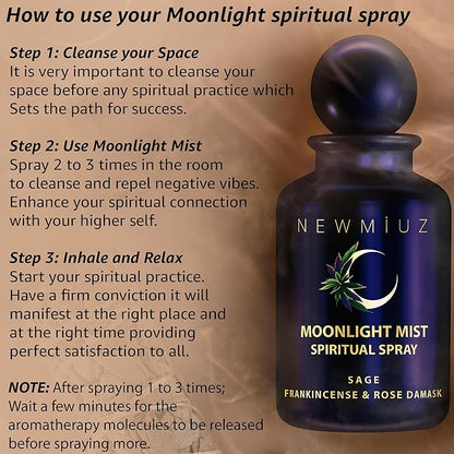 Clearing Sage Smudge Spray Mist Spiritual Aromatherapy for Stress Relief Success Prosperity Frankincense Rose Natural Essential Oils Destress Gift