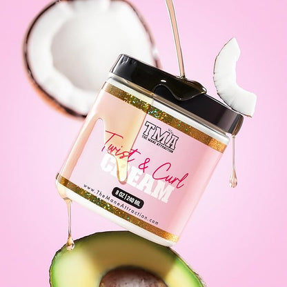 The Mane Attraction Twist & Curl Defining Cream – 8oz | Lightweight Curl Enhancer for Natural Hair | Frizz Control + Moisture for Twist Outs and Braid Outs