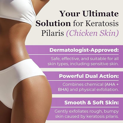 DERMAdoctor KP Duty Body Scrub Dermatologist Formulated Exfoliant for Keratosis Pilaris and Dry, Rough, Bumpy Skin with 10% AHAs + PHAs, 8 fl oz