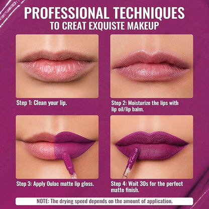 Oulac Matte Liquid Purple Lipstick for Women, Dark Violet Long Lasting Lipstick, Waterproof Lip Stain, No Transfer, Creamy High Pigmented Formula with Vitamin E, Vegan & Cruelty-Free M15