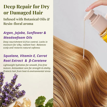 Leave-In Hair Oil – Moisturizing Blend with Jojoba & Argan Oils, Frankincense & Lavender Aroma, Deep Nourishment & Frizz Control, Ideal for Dry or Damaged Hair, 3.4 fl oz / 100 ml