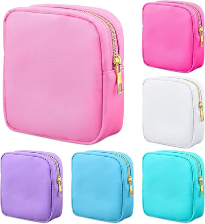 Remerry 6 Pcs Nylon Cosmetic Bag Travel Make up Pouch Toiletry with Zipper Preppy Makeup Bag Waterproof Organizer Case Set for Women Girls(4.7 x 5.1 x 2 Inches,Colorful)