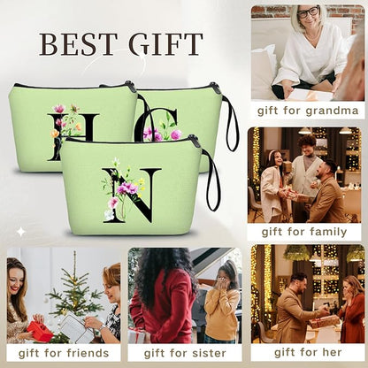 Appreciation Initial Monogram Gifts for Sisters from Sister Employees Team Bride Womens Unique Mom Personalized Makeup Cosmetic Bag with Mirror Mothers Day Christmas Graduation N