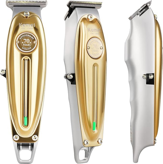 KEMEI Professional Beard & Hair Trimmer for Men, Cordless T-Blade Trimmers, Electric Hair Clippers for Barbers and Stylists, All Body Grooming-Model 1949 Gold