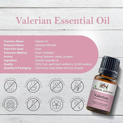 Valerian Essential Oil 100% Pure Premium Therapeutic Grade, Undiluted - Aromatherapy Diffuser for Calm and Relaxation, Skin Care, Hair Care