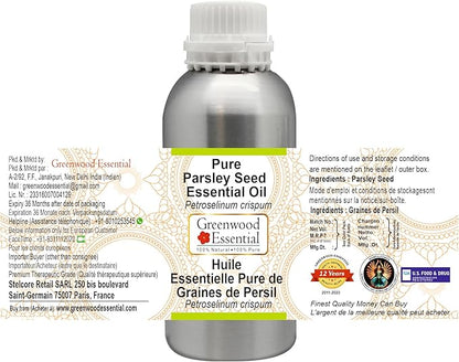 Greenwood Essential Pure Parsley Seed Essential Oil (Petroselinum crispum) Steam Distilled 630ml (21.3 oz)
