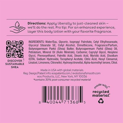 eos Shea Better Body Lotion Pomegranate Raspberry, 24-Hour Moisture Skin Care, Lightweight & Non-Greasy, Natural Shea, Vegan, 16 fl oz
