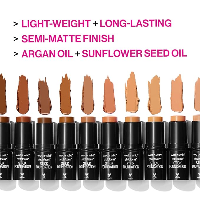 Wet n Wild Photo Focus Stick Matte Foundation Makeup, Shell Bisque (Pack of 4)