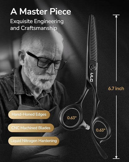 ULG Texturizing Shears – Professional Stainless Steel, Ergonomic Offset Handles, Teflon Coated, Deer Tooth Blades for Precise Thinning and Layering, Ideal for Stylists and Barbers