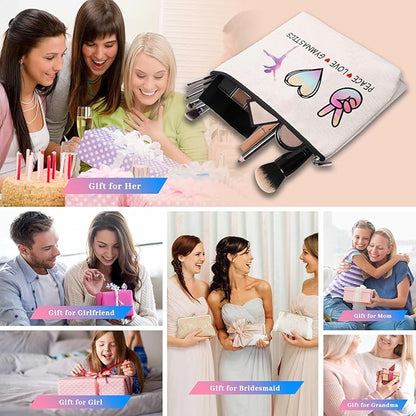 Cosmetic Makeup Bag Gifts for Gymnastics Lover Women, Gymnastic Coach Gift, Gymnastics Athletics Birthday Gifts for Her Friend Sister Daughter