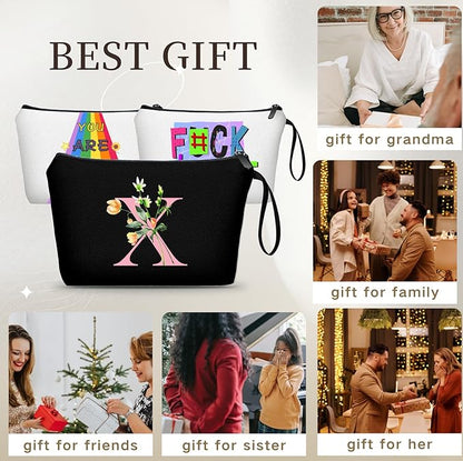Birthday Friendship Womens Bridesmaid Proposal Coolest Gifts for Sister Teacher Coworkers Bride Personalized Travel Makeup Cosmetic Bag with Mirror Valentines Mothers Day Christmas Graduation X
