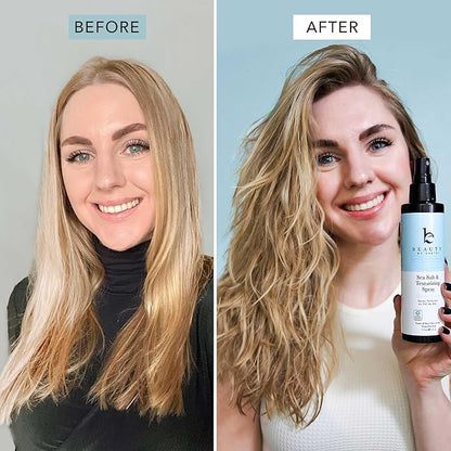 Beauty by Earth Sea Salt Spray for Textured Beach Waves & Volume - USA Made with Organic Ingredients, Texturing and Volumizing Spray for Fine Hair for Men & Women