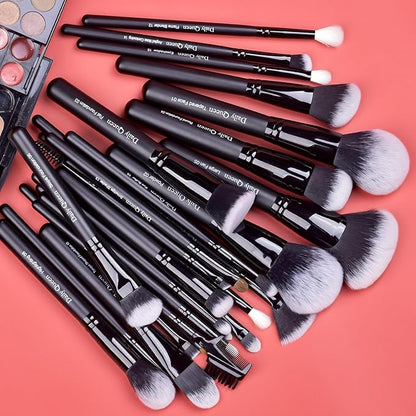29pcs Black Professional Makeup Brush Set Kabuki Powder Concealers Eye shadows Blush Eyeliner Eyebrow Contour Eye blending Brushes (29pcs brush)