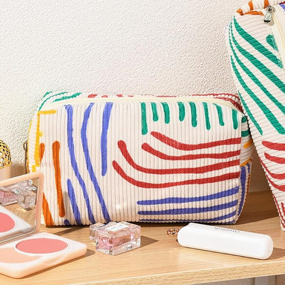 SOIDRAM Makeup Bag Preppy Cosmetic Bag Bulk Makeup Pouch Personalize Travel Toiletry Bag Organizer Cute DIY Makeup Brushes Storage Bag for Women