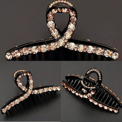 SINIDE Crystal Hair Claw Clips, Rhinestone Plastic Claw Clips Nonslip Acrylic Metal Jaw Clip for Thick Long Hair, Fashion Elegant Clamps Accessories for Women Strong Hold Barrette for Styling (3 Pack)