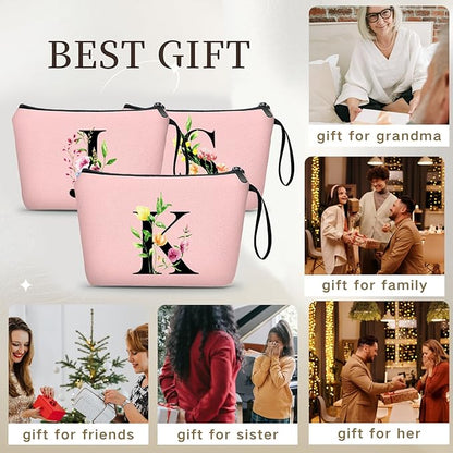 Birthday Thank You Appreciation Monogrammed Gifts for Mom Aunt Teacher Sister Friend Coworkers Bride Bridesmaid Makeup Cosmetic Bag with Mirror Mothers Day Christmas Graduation K