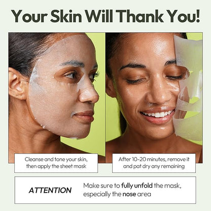 LAPCOS Aloe Sheet Mask, Daily Face Mask with Cucumber and Aloe Gel to Calm and Moisturize Skin, Korean Beauty Favorite, 5-Pack
