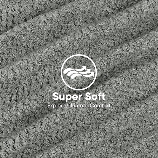 HOMEXCEL 5 Pack Large Microfiber Hair Towel Wrap for Women, Grey- 40 x 20 inches Super Soft, Fast Drying Turbans for Long, Thick, Curly Hair - Anti Frizz Wrap with Elastic Strap
