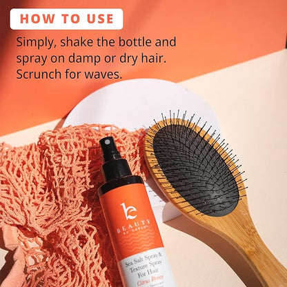Beauty by Earth Sea Salt Spray for Men & Women - Texture Hair Spray for Adding Volume & Beachy Waves, USA Made with Organic Ingredients
