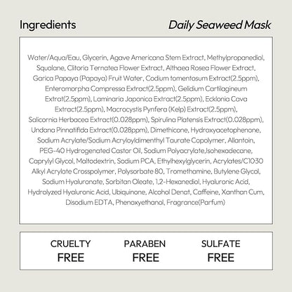 LAPCOS Seaweed Sheet Mask, Daily Face Mask with Hyaluronic Acid to Smooth and Purify Skin, Korean Beauty Favorite, 5-Pack
