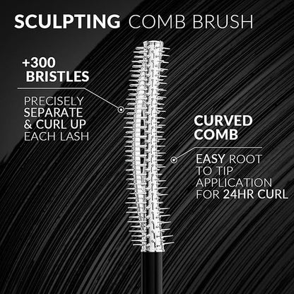 Black Waterproof Mascara for Volume and Length, Natural Defining Curling Long-Lasting Eyelashes, No Flaking, No Smudging (Black(1pcs))