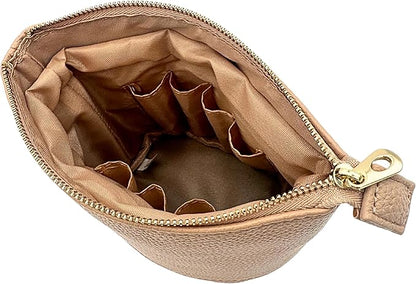 JAZD Convertible Travel Makeup Brush Bag, Stand-Up Brush Holder Pouch For Easy Access, Cosmetic Case Organizer (BEIGE)