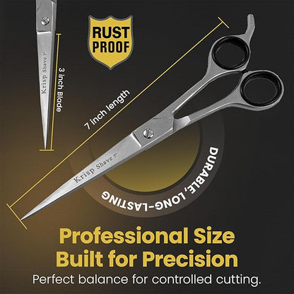 Professional Hair Cutting Scissors - Krisp Shave Japanese Stainless Steel Salon Barber Scissor (7 inch Inch) - Shears for Men's Beard Mustache Women Kids Pets Haircut All Purpose Shear, KSP-784